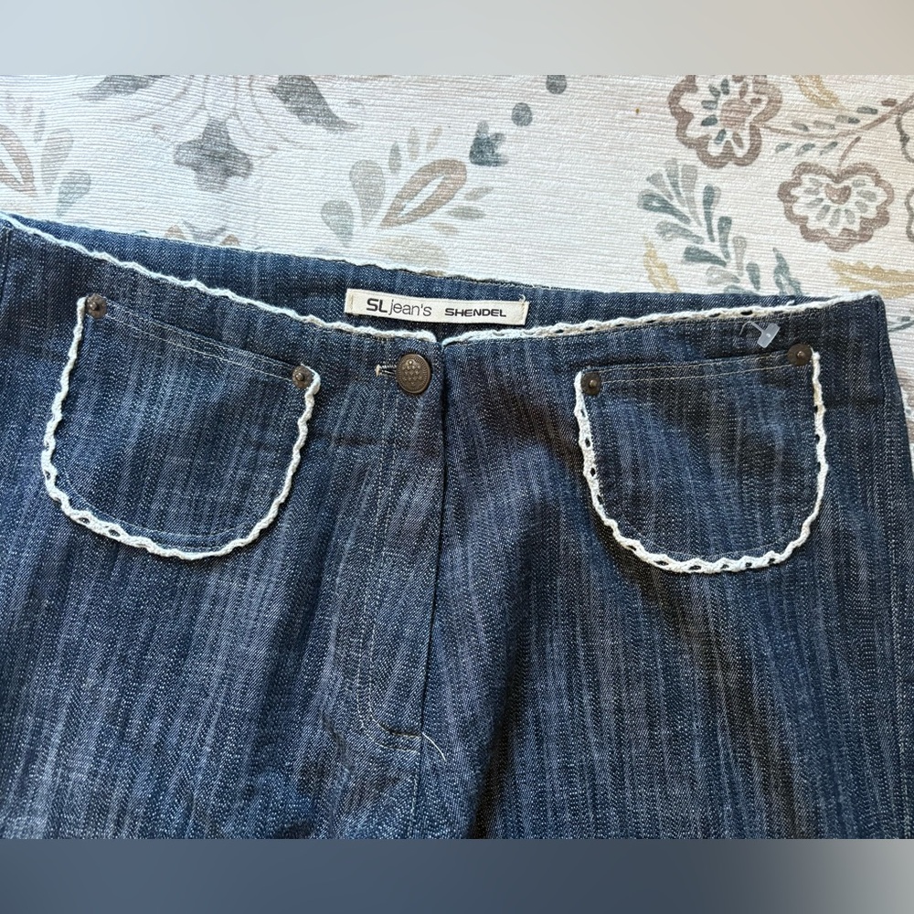 SL Jean’s Shendel | Vintage Y2K Dark Wash Lace Trim Grunge Goth Flare Jeans - Picture 8 of 8